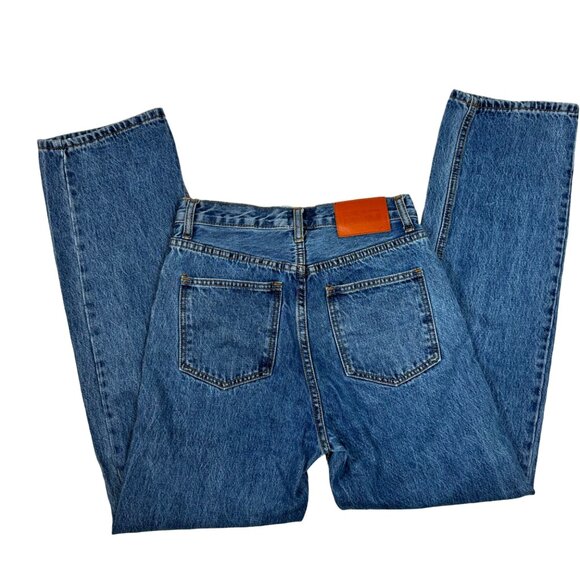 Princess Polly Blue Denim Button Fly Straight Leg Jeans Size 0 (26x28) - Picture 3 of 15